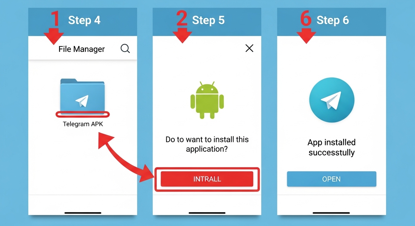 Telegram Premium APK Installation Steps 5-8